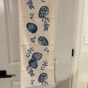 Easter Eggs Print Blue & White Table Runner Sz. 13 x 72